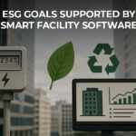 ESG goals supported by smart facility management software with energy tracking, recycling, and sustainability dashboards.